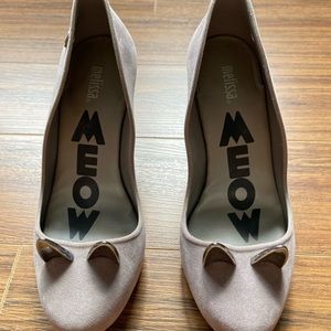 Melissa shoes with cat ears, grey color, barely used, with original cotton bag.